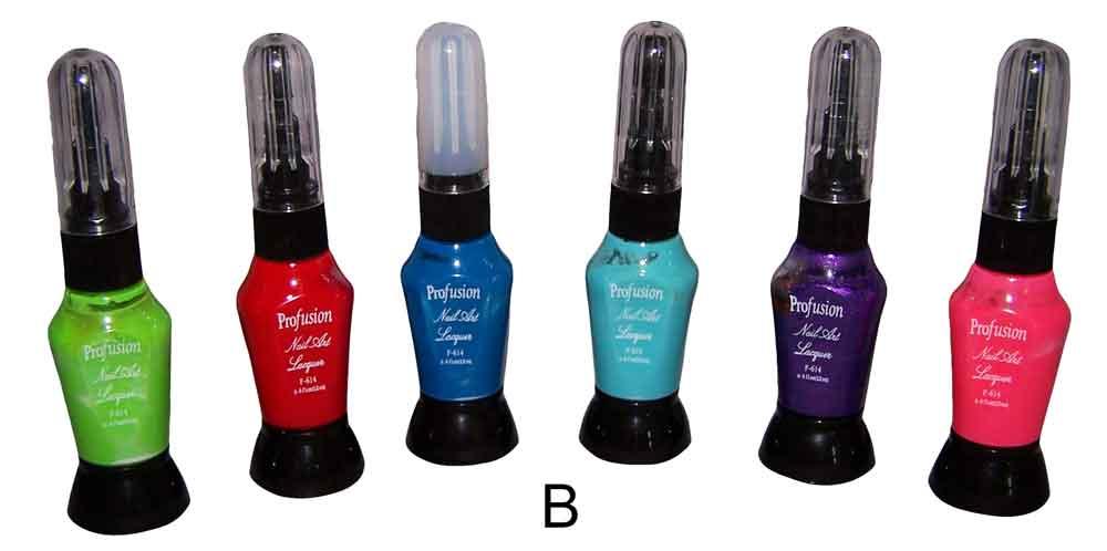 Cosmetics - 2 In 1 Nail Lacquer Art Pen & Brush - 6 Colors image