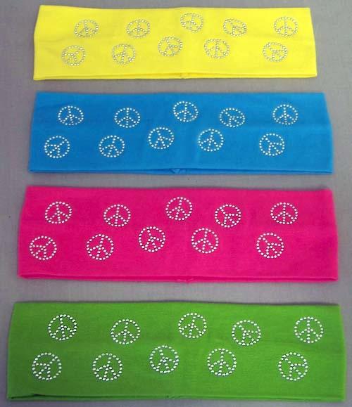 Hair Accessories "Peace" Girls Headbands With Peace Rhinestones image