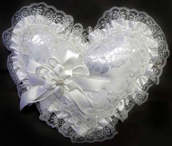 "Any Occasion" Ring Bearer Pillow In Brocade - Heart Shaped image