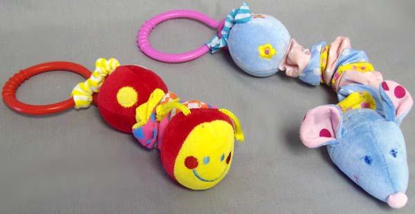 Plush Baby Rattles - 6" Colorful Animals With Pull Mechanism image