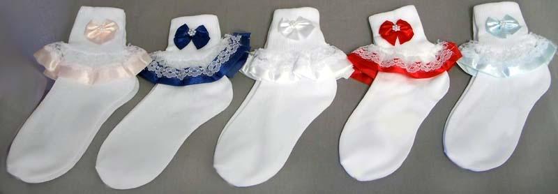 Girls Designer Style White Fancy Socks Color Lace- (# M-973) image