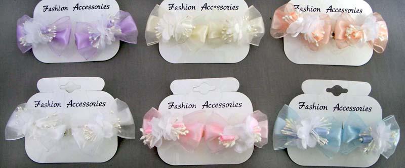 Hair Accessories Girls 2Pc Mini Hair Bows With French Barrettes image