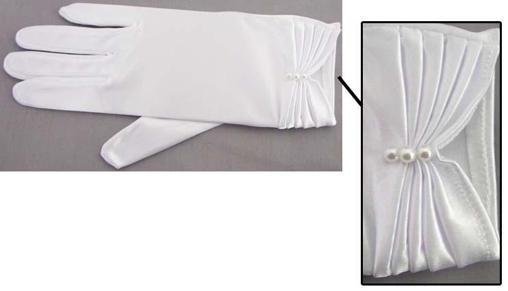 Womens Gloves With 3 Pearls ( # 2225-2BL) image