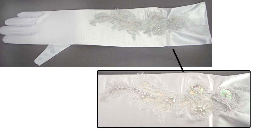 Womens Satin  Gloves With Beads  ( # 911-10BL) image