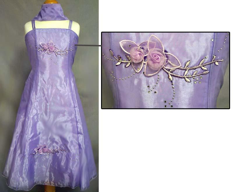 "Evana II" Girls Fancy Dress With Scarf - Lavender  (Sizes: 4-14) image