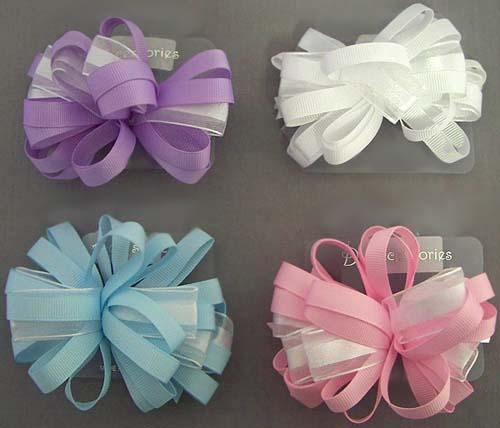 Girls Fashion Hairbows With French Barrettes image