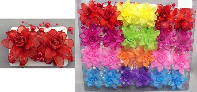 Hair Accessories  Mini Silk Flowers Hair Clips Glitter  ( # C083) image