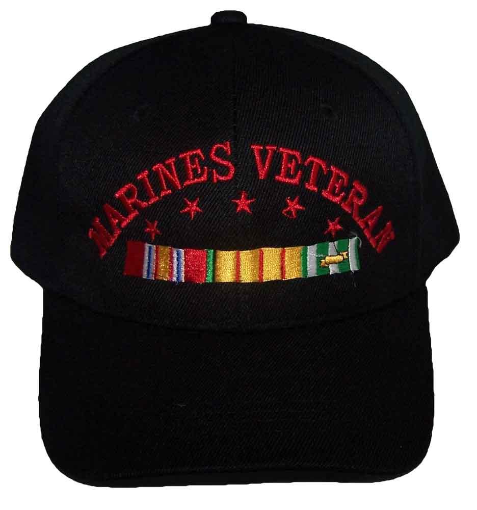 Marines Veteran Embroidered Baseball Military Caps - Black image