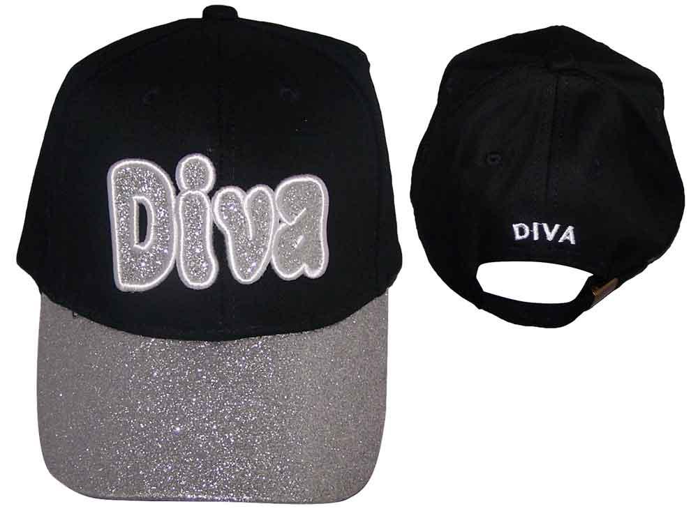 "Diva"  Embroidered Silver Visor  Baseball Caps For Women image