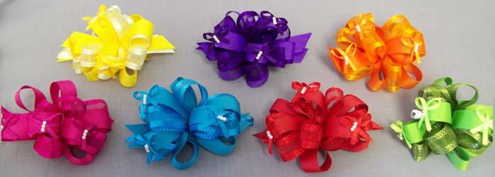 Girls Fashion Hairbows With Beads & With French Barrettes image