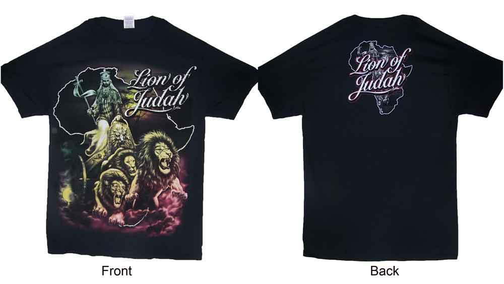 Reggae Rasta Lion of Judah Black Cotton T-Shirts image