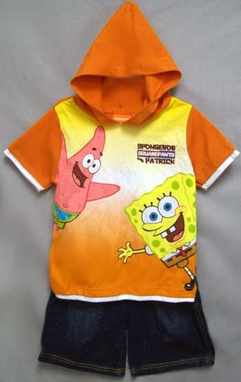 "Nickelodeon" Kids Denim Hooded Short Sets  - Size:  3T image