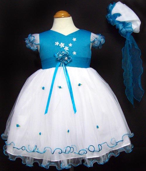 Girls Embroidered Pageant Dress - Aqua Color image