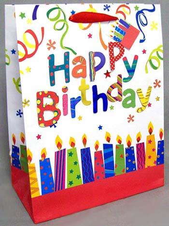 3 Dimensional Designer Style Gift Bags - Happy Birthday (Medium) image