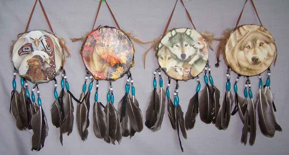 Native Pride Tribal Handmade Dream Catchers - Drum 5" image