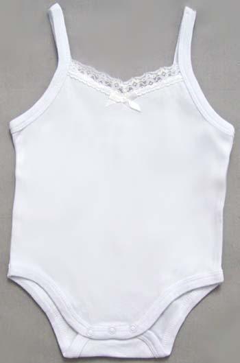"Super Baby"  Onesies -  White Sleeveless  With Lace (N/Born)"" image