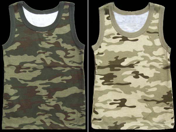 Kids Sleeveless  Military Green Camo Tops - Sizes: 1-2-3 image
