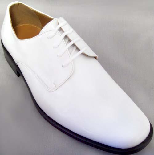 Mens Classic Tuxedo Shoes In Patent Leather - White Color - A Run image