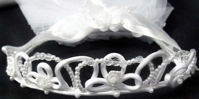 White Voile With Beadswork  & Simulated  Pearls image