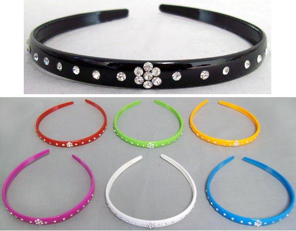 Girls Headbands With Faux Gemstones - Assorted Colors image