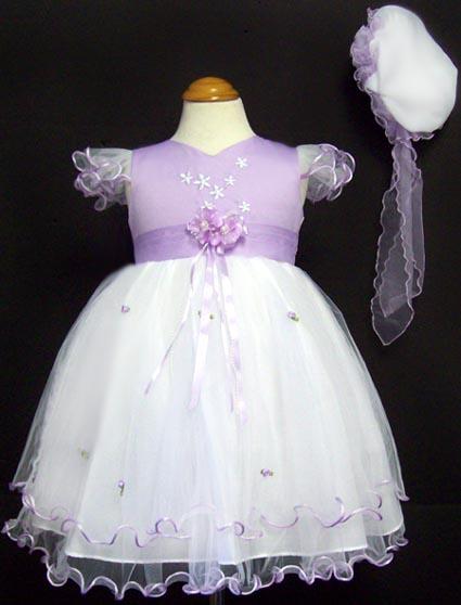 Girls Embroidered Pageant Dress With Hat - Lavender image
