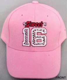 "Sweet 16" Girls Baseball Caps Pink Color Embroidered image