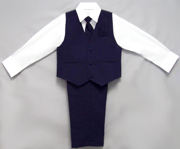 Boys 4Pc Slacks Sets With  Neck-Tie - Navy Color (12-24 Mos) image