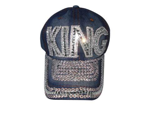 KING Jewellled & Rhinestones Blue Denim Baseball Caps image