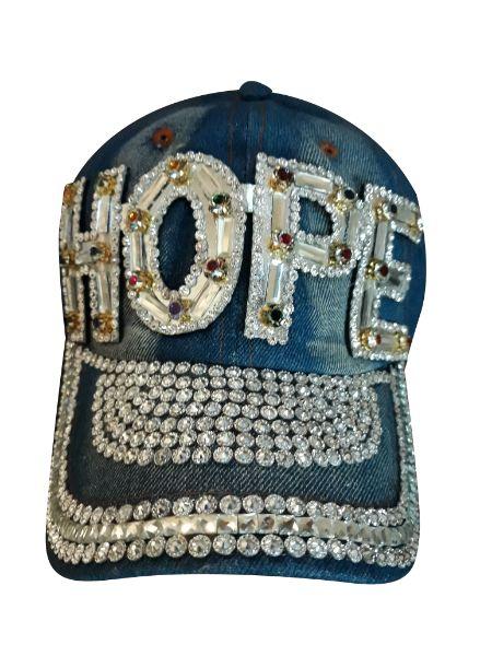 HOPE Jeweled Blue Denim Baseball  Caps For Women image