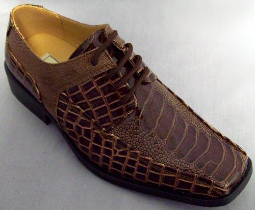 Boys Imitation Crocodile Leather Shoes - Brown  (Sizes: 11-4) image