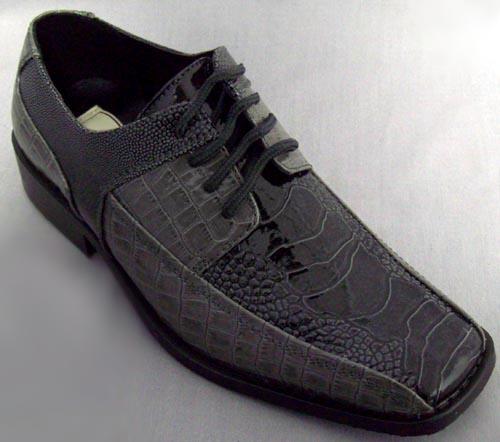 Boys Imitation Crocodile Leather Shoes - Silver Grey (Sizes: 11-4 image