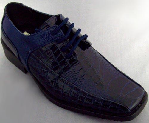 Boys Imitation Crocodile Leather Shoes - Blue  (Sizes: 11-4) image