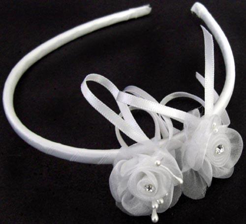 Girls Headband With Rhinestones - White Color image