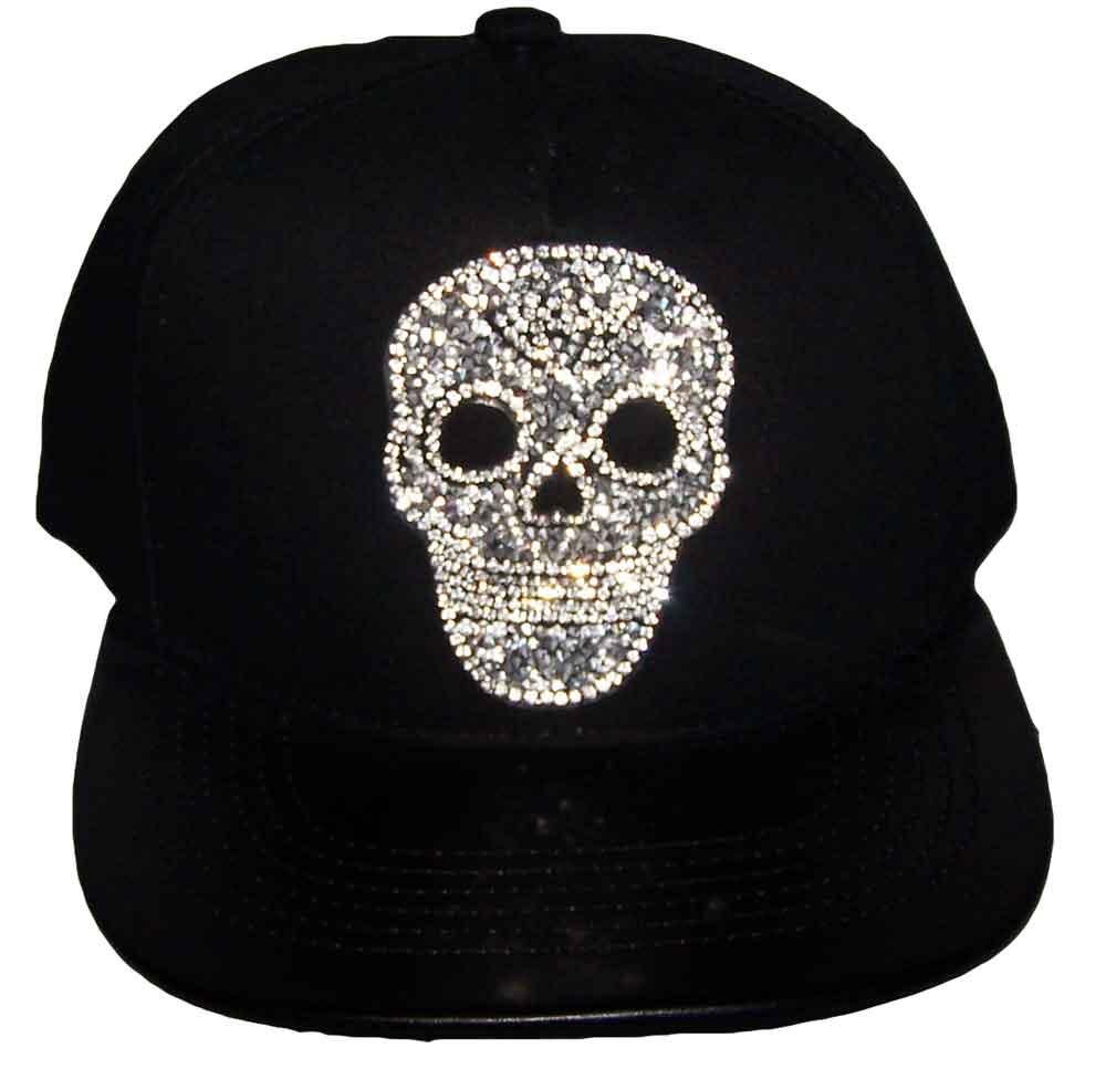"Skull" Rhinestones Baseball Caps - Black Color image