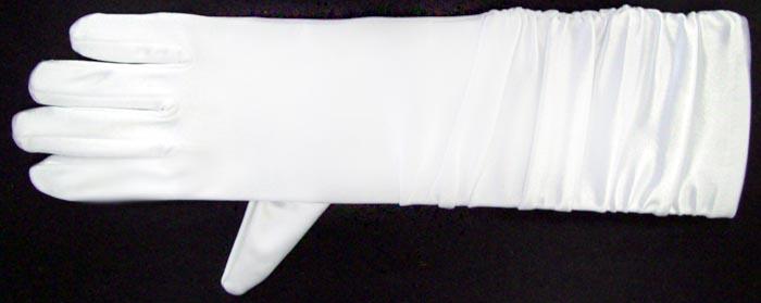 White Winkle Satin Gloves  -  For Girls. Sizes: 8-12  (# 479G) image
