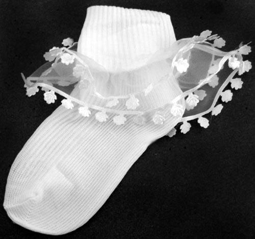 Infant Frilly Socks With Rose Flower Lace - White    ( # GNS111) image