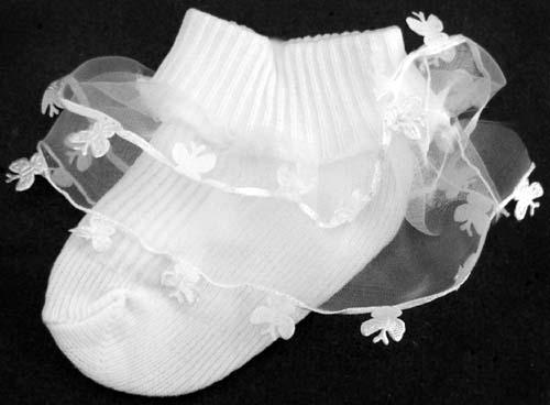 Infant  Fancy  Socks With Butterfly Lace- White Color (# GNS112W) image