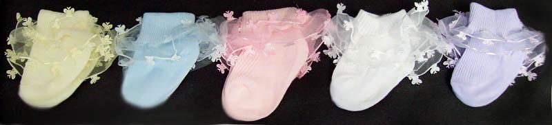 Baby Frilly Socks With Butterfly Lace   ( # GNS112) image