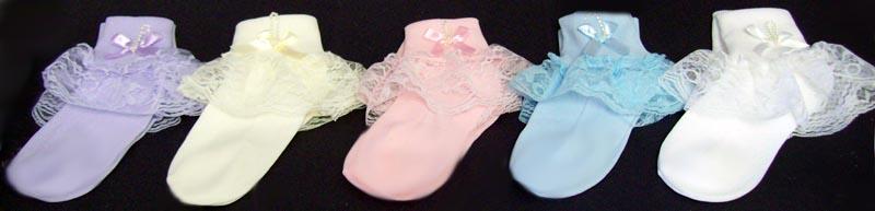 Girls Frilly Socks With Beads & Large Lace - Medium  (#GNS2024) image