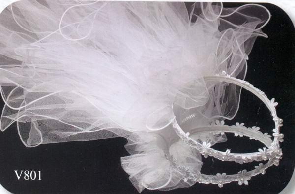 White Communion  Veils With Floral Lace Headband image