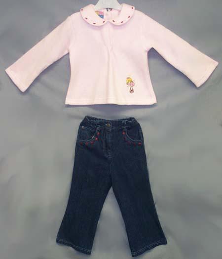 Girls 2Pc Polar Fleece/Blue Denim Sets - Sizes: Infant (# 61444G) image