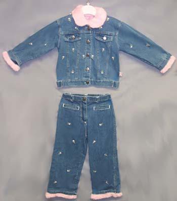 Girls  2Pc  Denim  Jacket  Sets  With Fur  - Infant ( # 94021G) image