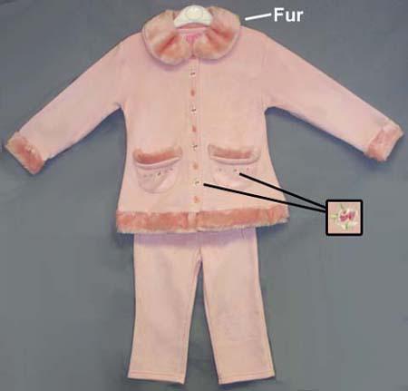 Girls  Polar  Fleece  Pants  Sets With Fur:  2T - 4T. ( # 94062G) image