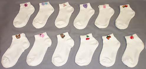 Girls White Crew Socks - Embroidered ( # OR 2308 EM) image