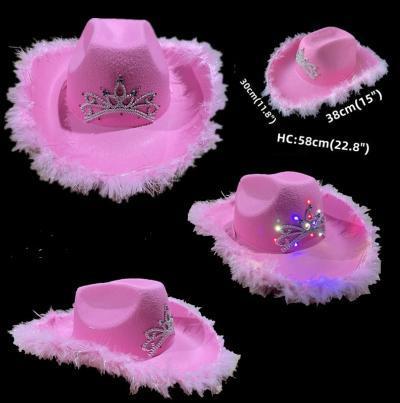 Light up Cowgirl Hat with Crown Pink Only (6781-3) image