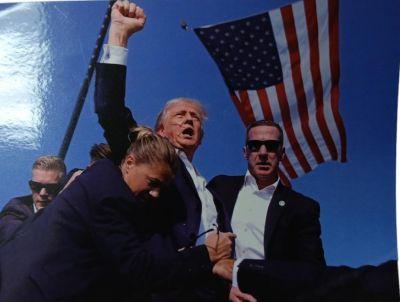 Sticker 5 X 3.5 Trump Fight Image (SQ-325) image