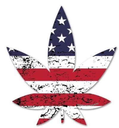 Sticker Die Cut Pot Leaf USA (DC-35) image