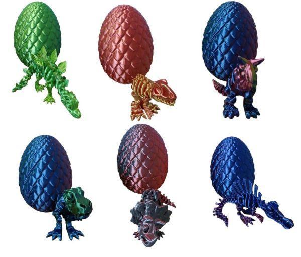 3D Printed Articulated 4" Tall Dinosaur in Egg Assorted Display (3D468) image