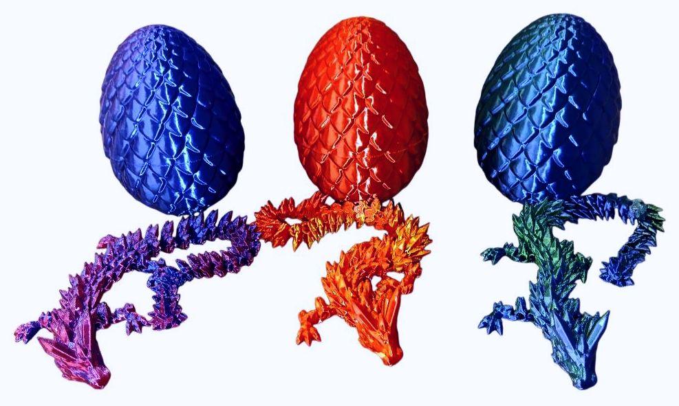 3D Printed Articulated 7" Crystal Dragon in Egg Toy Novelty (3D-444) OUT OF STOCK image