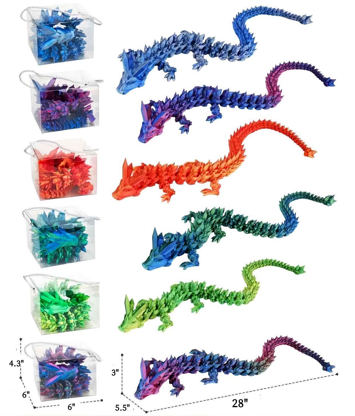 3D Printed Articulated 28" Crystal Dragon Toy Novelty OUT OF STOCK image